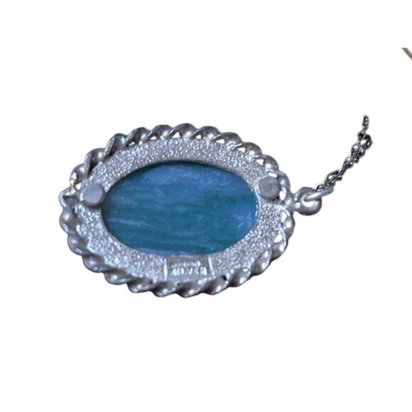 Moss Agate Oval Pendant Necklace With Sterling Silver Chain - Picture 5 of 5